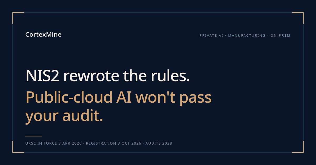 NIS2 rewrote the rules. Public-cloud AI is a supply-chain gap.
